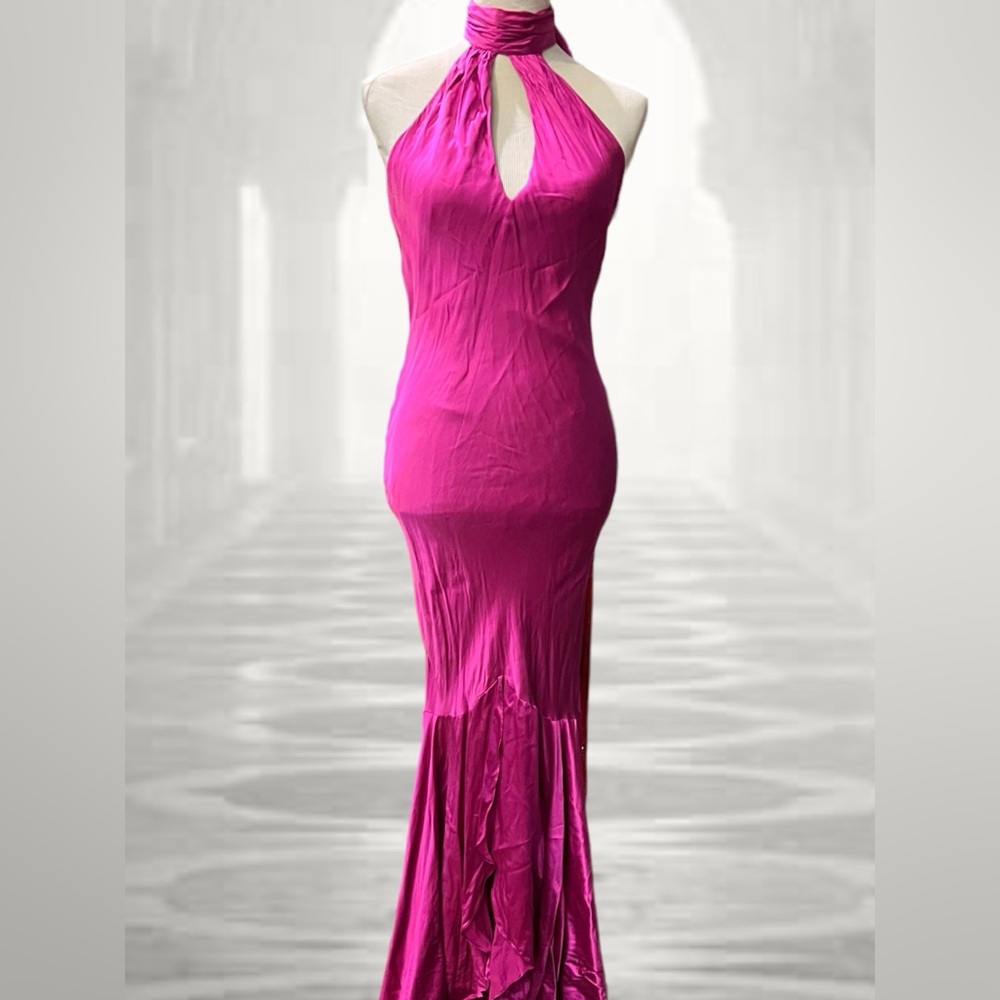 Loris Azzaro Paris Vintage Silk HiLo Halter Dress